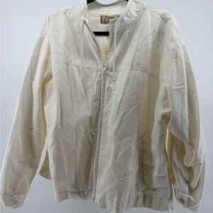 Vintage Tommy Bahamas Men's Cream Nylon Blend Full Zip Jacket Size Large